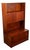 Mid Century Danish Modern Credenza Bookshelf Cabinet Teak Shelves Sliding Doors For Sale