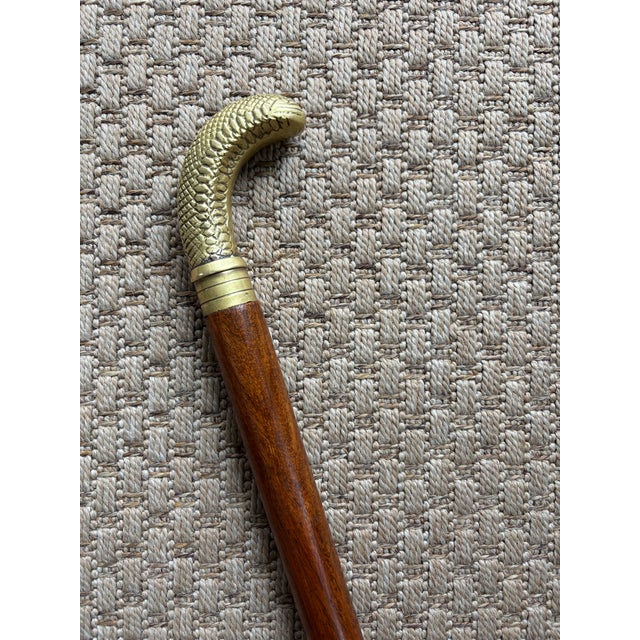 Mid 20th Century 20th Century Brass Snake Head Wood Cane/Walking Stick For Sale - Image 5 of 10