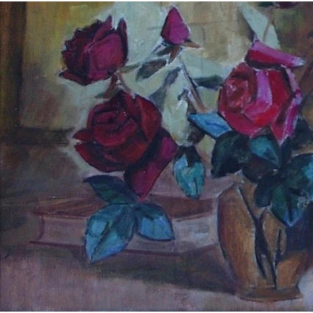 1980s Still-Life With Flowers Antique Oil Painting Original Soviet Art Ukrainian Artist Gubsky I. 80-80 For Sale - Image 5 of 6