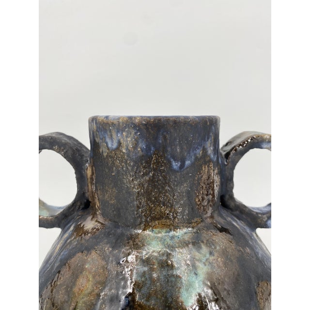Ceramic Studio Ceramic Handle Vase with Running Glaze from MB79, 1979 For Sale - Image 7 of 14