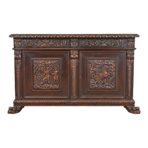 R. J. Horner Style Renaissance Revival Carved Walnut Sideboard or Bar Cabinet, Circa 1890s