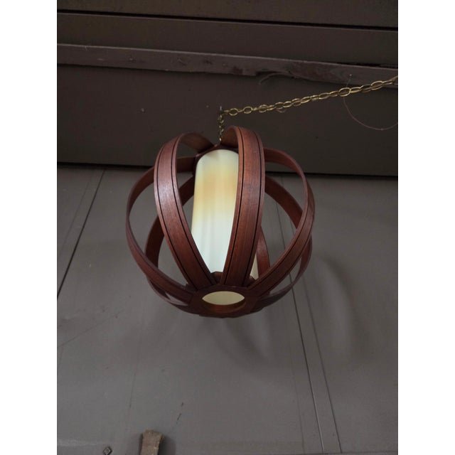 1960s Mid Century Bentwood Globe Pendant Swag Light For Sale In Raleigh - Image 6 of 10