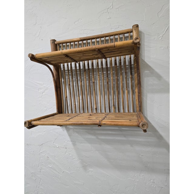 Tan Vintage 1970s Colombian Guadua Bamboo "La Amalia" Estate Hanging Wall Shelf For Sale - Image 8 of 12