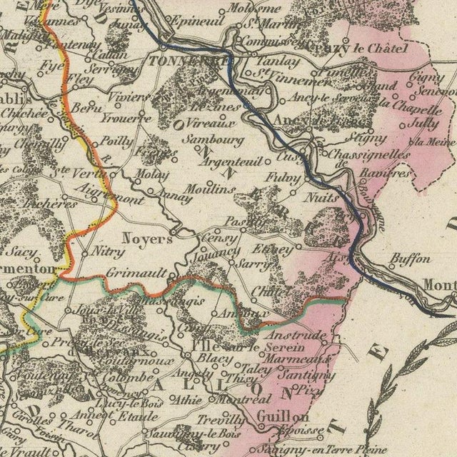Antique Map of the Yonne, Auxerre, Vauban and Marshal Davout, 1860 For Sale - Image 6 of 12