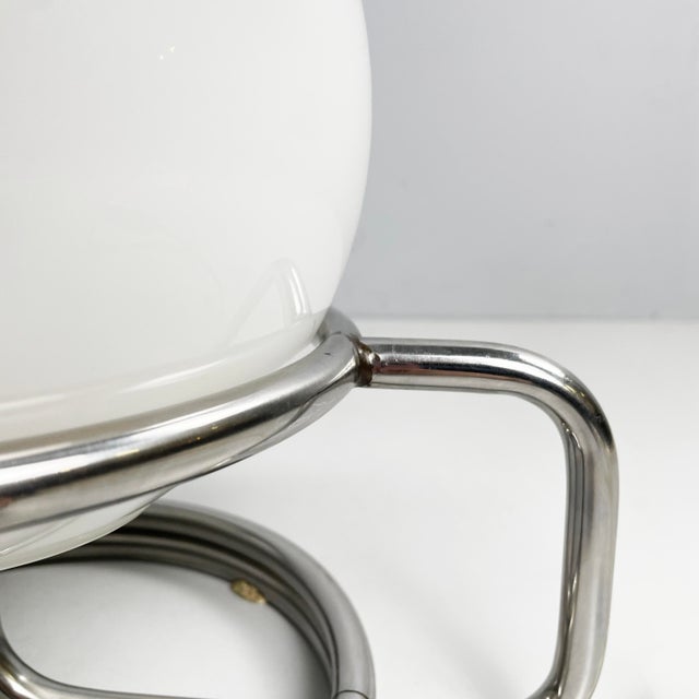 Space Age Italian Table Lamps in Opaline Glass and Steel, 1970s, Set of 2 For Sale - Image 6 of 13
