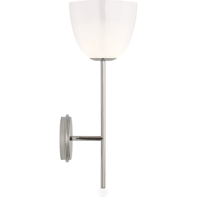 Brisa 20" Torch Sconce in Polished Nickel with White Strie Glass Shade Designer: AERIN Finish: Polished Nickel Height: 20"...