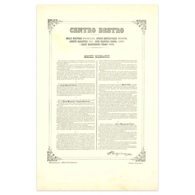 Centro Destro is an original artwork realized in the 1870s by Antonio Manganaro. Original colored lithograph. Good...