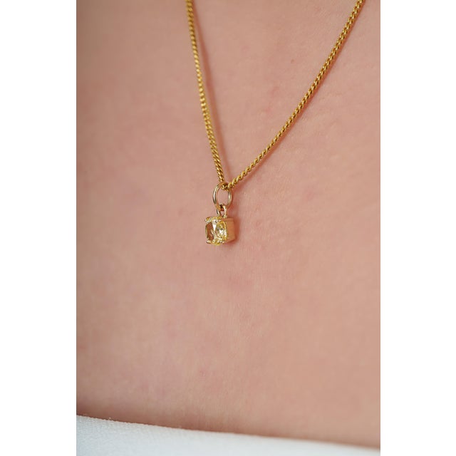 Canary Yellow Oval Cut Yellow Diamond Solitaire Charm Pendant in 14k Yellow Gold For Sale - Image 8 of 14