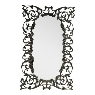 Antique Wrought Iron Mirror, French Art Nouveau, Circa 1900 For Sale