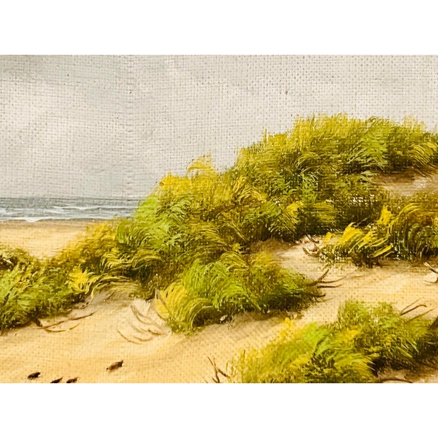 Wood Coastal Dune Landscape Painting, American School 20th Oil on Canvas Century, Gilt Frame Seascape For Sale - Image 7 of 9