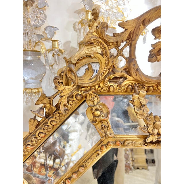 Late 19th Century Antique Giltwood Mirror in French Louis XVI Style For Sale - Image 5 of 14