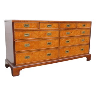 Century Hollywood Regency Burlwood Low Long Dresser Bathroom Vanity 6364 For Sale