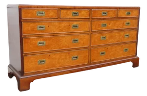 Century Hollywood Regency Burlwood Low Long Dresser Bathroom Vanity 6364