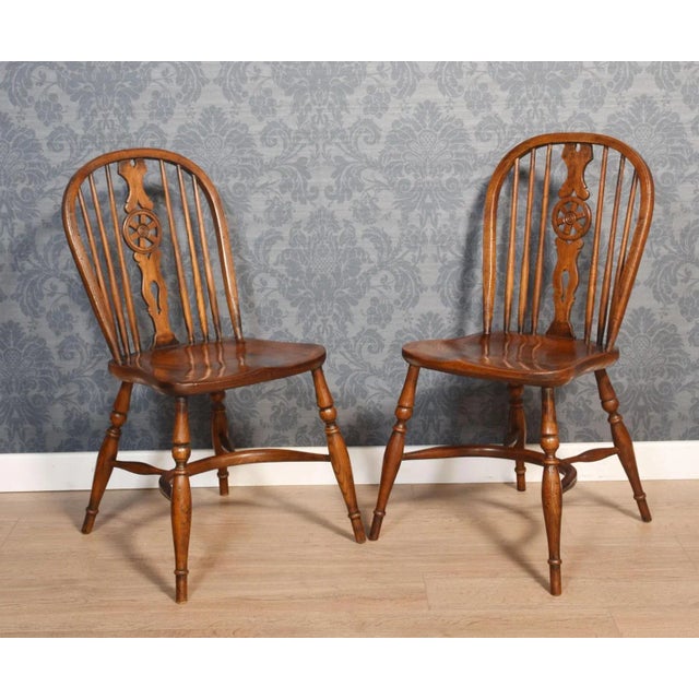 Wood Antique Elm Spindle Back Dining Chairs, 1890s, Set of 6 For Sale - Image 7 of 7