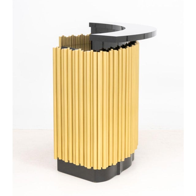 Black Art Deco Style Black Lacquered & Brass Bar Cabinet For Sale - Image 8 of 10