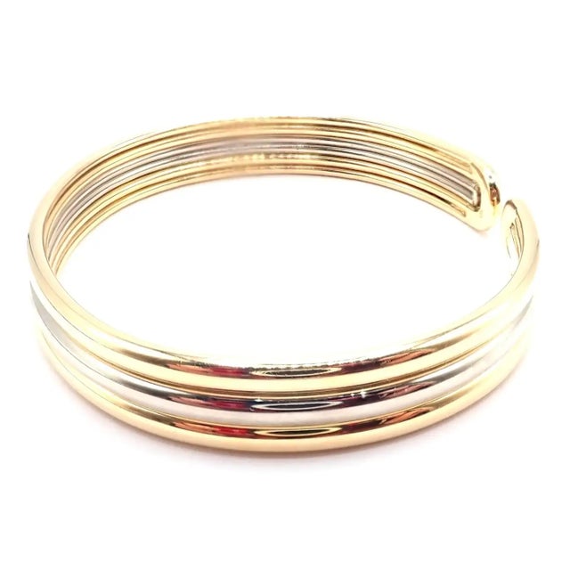 Contemporary 1980s Van Cleef & Arpels Yellow & White Gold Cuff Bangle Bracelet For Sale - Image 3 of 12