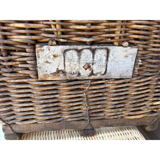Wood Early 20th-Century French J. Damoy Wicker Wine Crate For Sale - Image 7 of 17