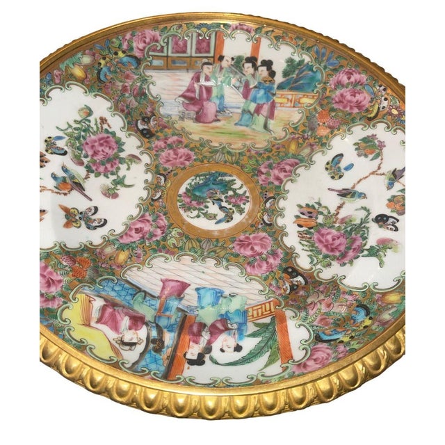 Late 19th Century Late 19th C. French Gilt Bronze Mounted Chinese Famille Rose Centerpiece Tazza For Sale - Image 5 of 9