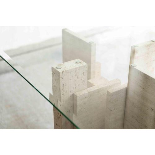 Glass & Travertine Dining Table by Willy Ballez For Sale - Image 6 of 18