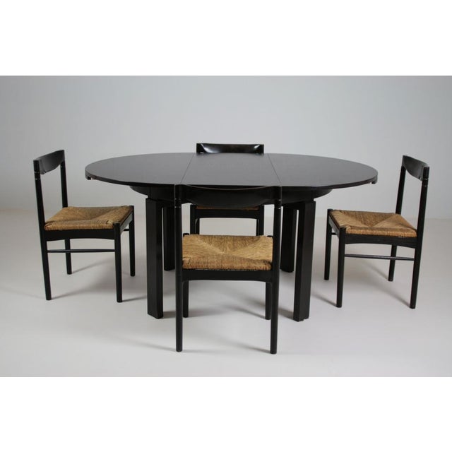 Italian Black Lacquered Dining Set, 1970s, Set of 5 For Sale - Image 5 of 18