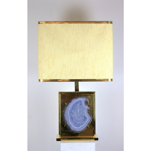 Willy Daro Vintage Brass & Agate Table Lamp by Willy Daro, 1970s For Sale - Image 4 of 4