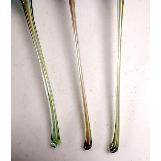 Murano-Style Art Glass Trumpet Lilies in Blue & Amethyst - Mid-Century Modern - Trio For Sale In San Diego - Image 6 of 6