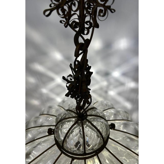 Metal Venetian Murano Glass Lanterns, 1980s, Set of 2 For Sale - Image 7 of 17