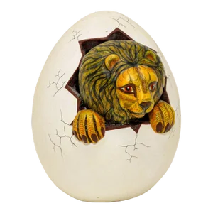 Ceramic Art Sculpture Lion in Egg Hatching Mexico