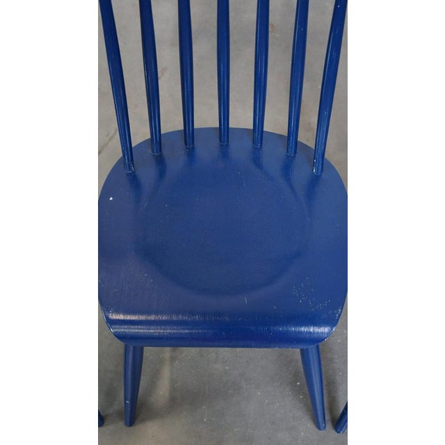 Wood Blue Wooden Dining Chairs, 1960s, Set of 3 For Sale - Image 7 of 13