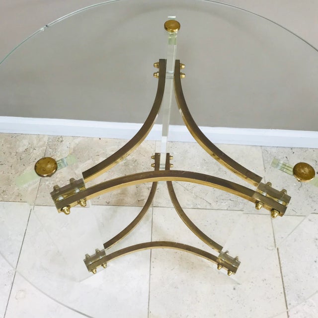 1970s 1970s Charles Hollis Jones Lucite Brass Glass Table For Sale - Image 5 of 10