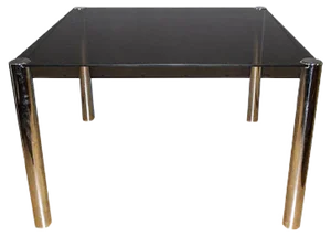 Chrome & Gray Smoked Glass Dining Table, 1970s