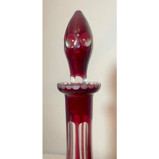 Glass 1920s Set 3 Antique Cut to Clear Czech Bohemian Crystal Glass Liquor Decanter Bottle For Sale - Image 7 of 15