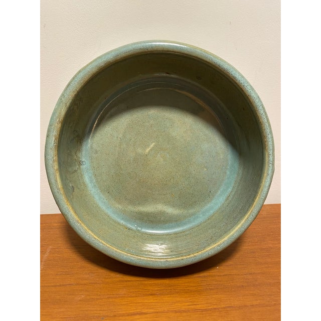 Ceramic Vintage Zanesville Cylindrical Blue Glazed Pot For Sale - Image 7 of 9