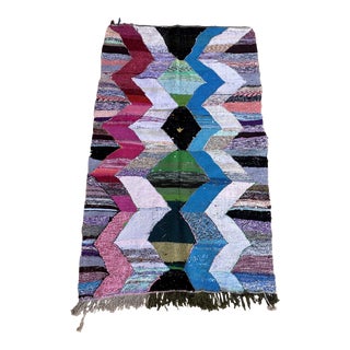 1980s Moroccan Colorful Vintage Kilim Rug - 4'8" X 7'6" Ft For Sale