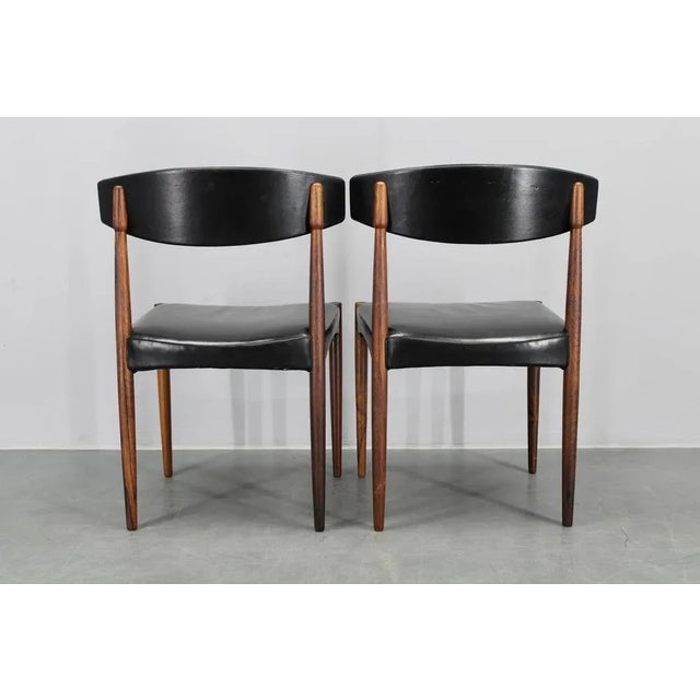 Wood and Black Leatherette Dining Chairs, Denmark, 1960s, Set of 6 For Sale - Image 9 of 18