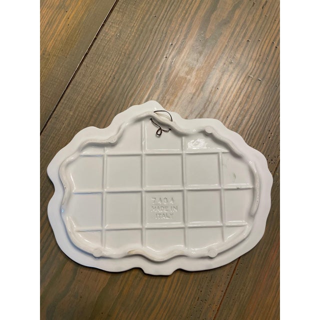 Ceramic 1970s Italian Green and White Majolica Cauliflower Trivet Wall Decor For Sale - Image 7 of 12