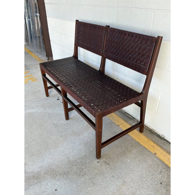Wood Made Goods Co Percy Leather Banquette For Sale - Image 7 of 7