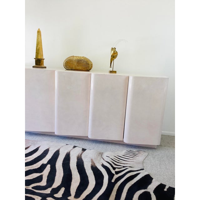Vintage 1980s Post Modern Sculpted Front 5 Door Credenza Cabinet Hollywood Regency / Modern Style For Sale - Image 14 of 15