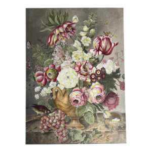Unframed Chromolithograph Print of a Bouquet of Flowers by Joseph Nigg