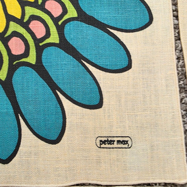 1960's Peter Max 16" Square Linen Textile Napkins - Set of 4 For Sale In New York - Image 6 of 7