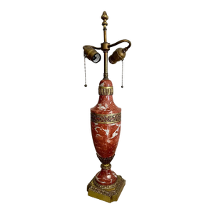 Antique French Neoclassical Rouge Marble Lamp