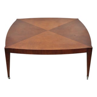 Late 20th Century Baker Harlequin Modern Cross Inlay Top Large Coffee Cocktail Table on Wheels For Sale