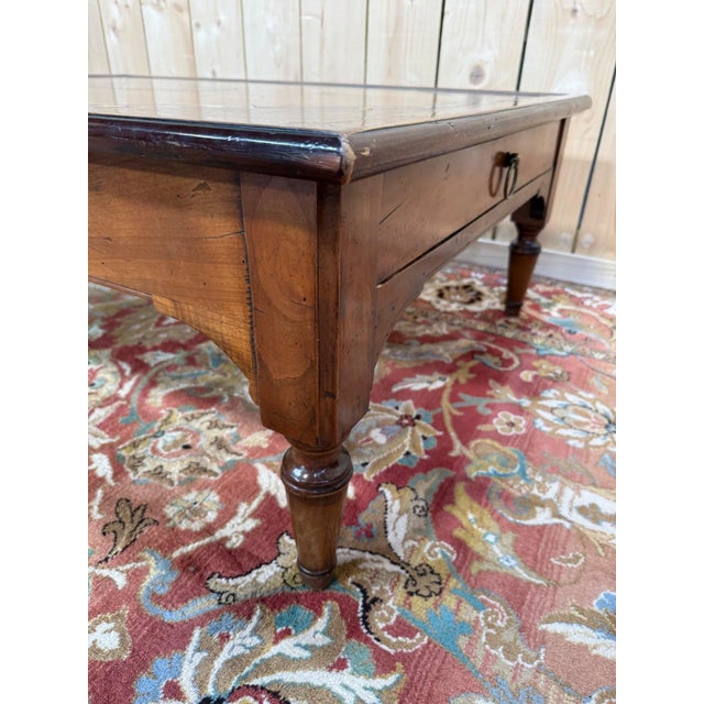 Vintage French Coffee Table in Oak with Marble, 1980s For Sale - Image 4 of 8