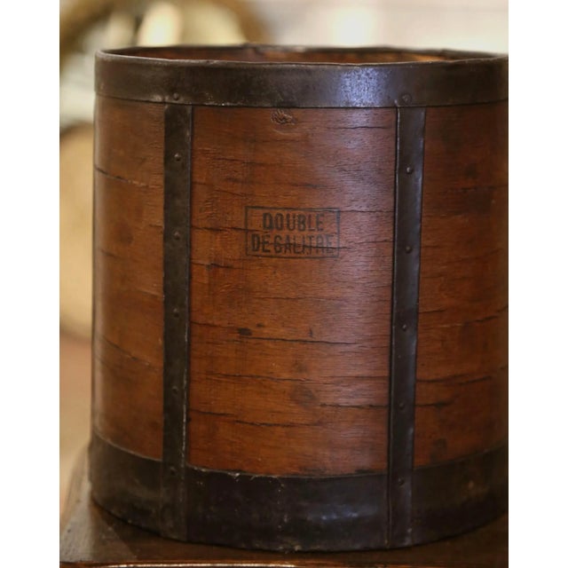 French 19th Century French Wood and Iron Double Decaliter Grain Measure For Sale - Image 3 of 9