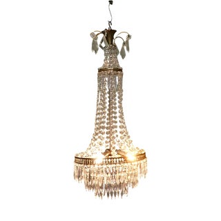 Large French Empire Tent and Waterfall Chandelier, 1930 For Sale