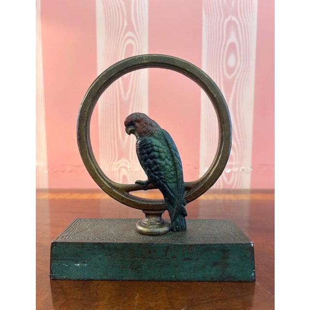 Deco Period Cold Painted Bronze Parrot Form Doorstop For Sale In Richmond - Image 6 of 8