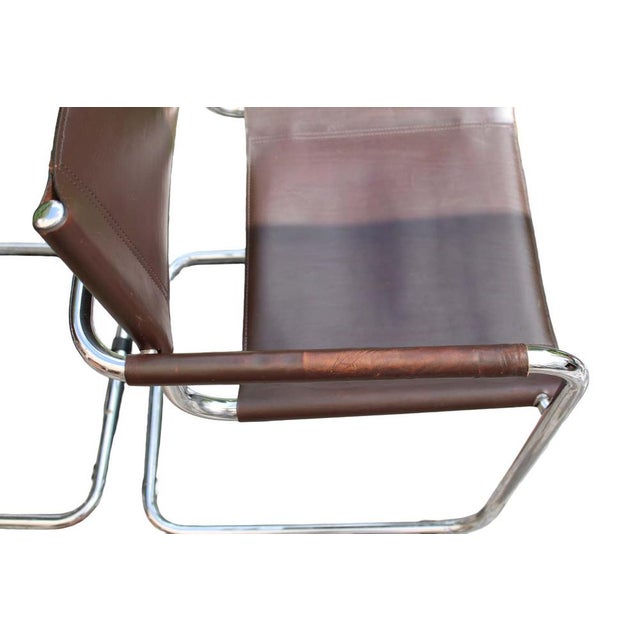 Vintage Cantilever Armchairs in Brown Leather, 1970s, Set of 2 For Sale - Image 6 of 9