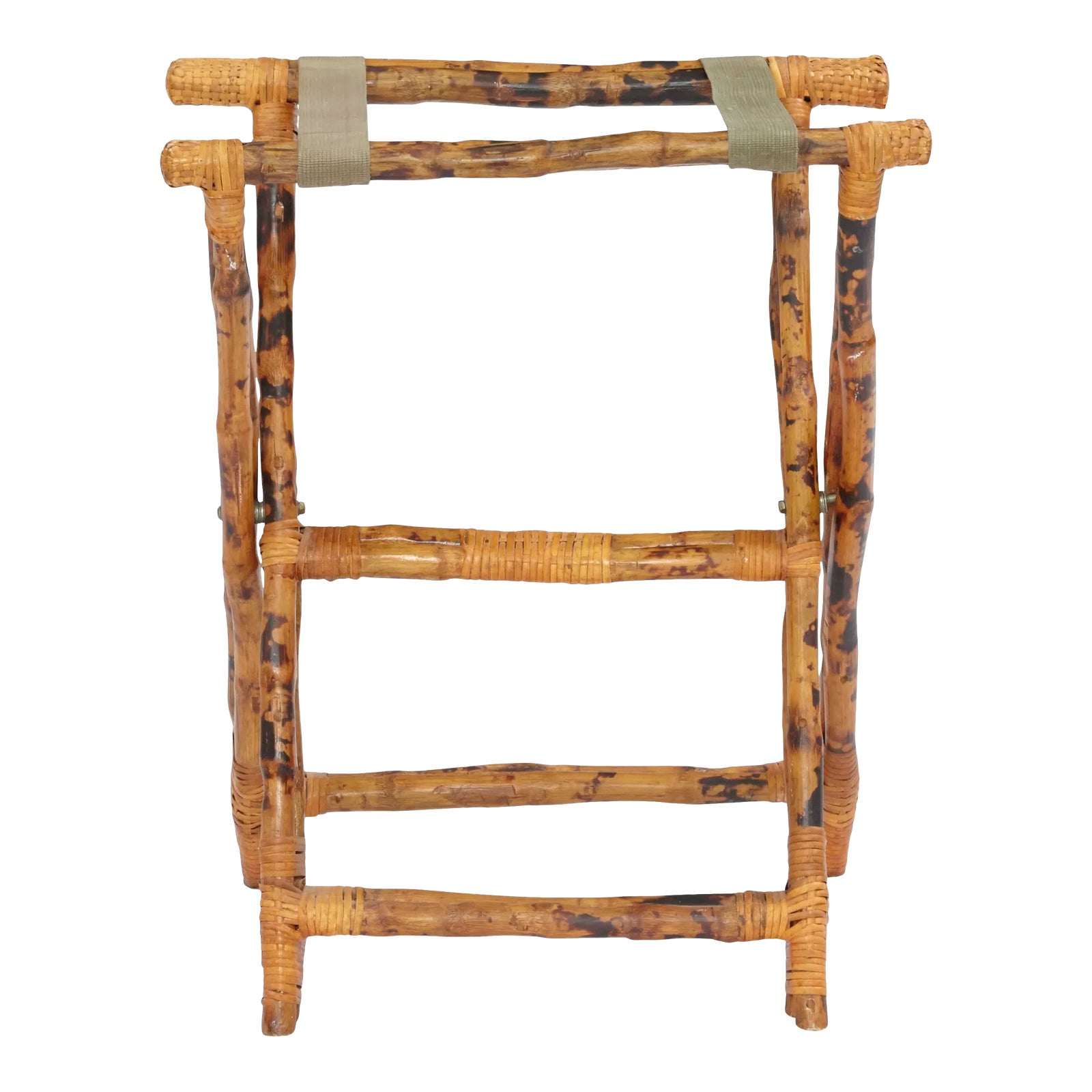 Luggage Stand, Brown, Rattan | Chairish
