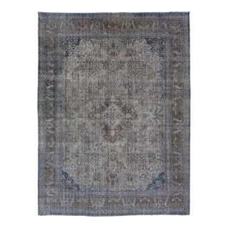 Antique Persian Overdyed Gray Wool Rug With Allover Motif For Sale