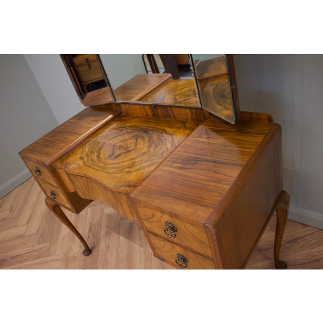 Art Deco Walnut and Walnut Veneer Dressing Table, 1930s For Sale - Image 6 of 12